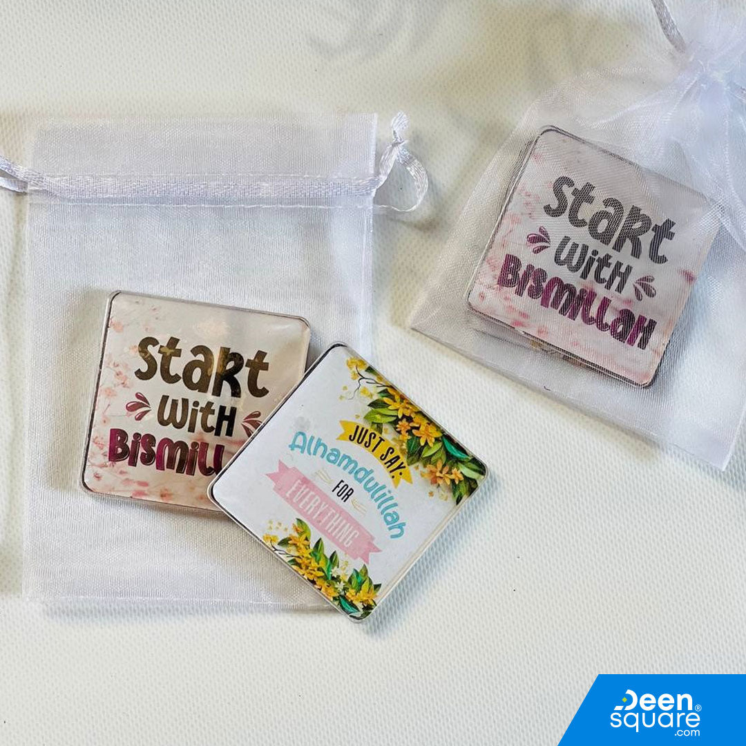 Acrylic Fridge Magnets – Islamic Manners Series 1 (Set of 2) | Bismillah & Alhamdulillah