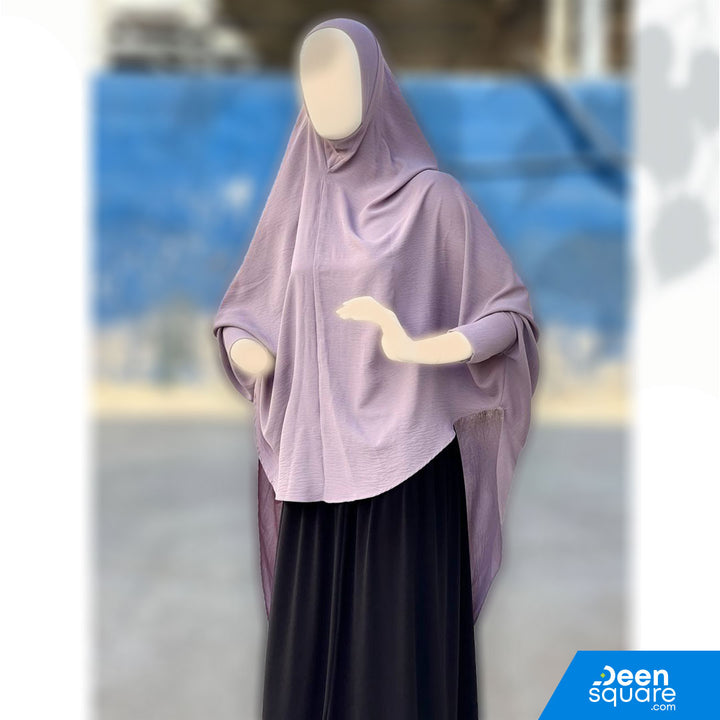 Premium One Layer Crepe Khimar with sleeves ( خمار كريب بطبقة واحدة فاخرة مع أكمام)