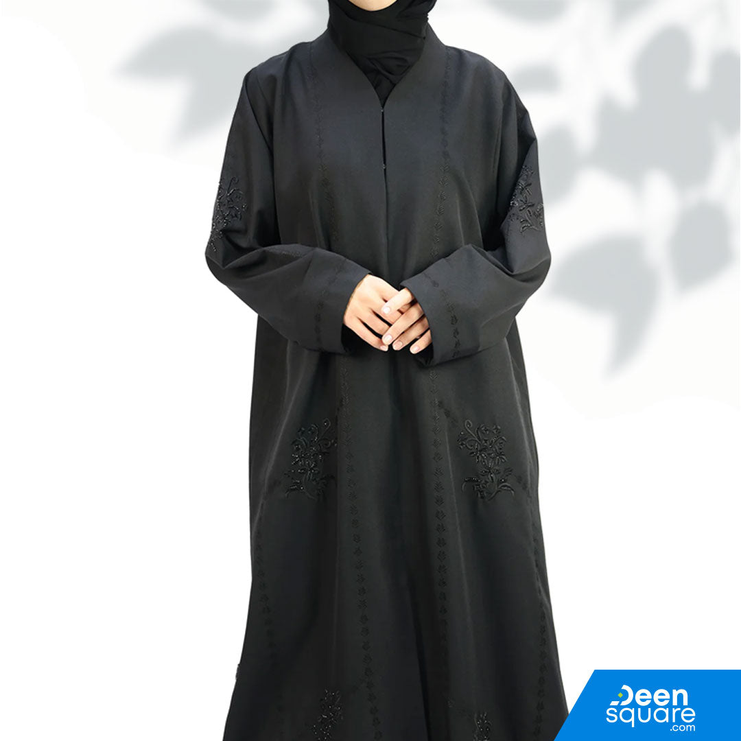 Classic Embroidery And Handwork Abaya - Black