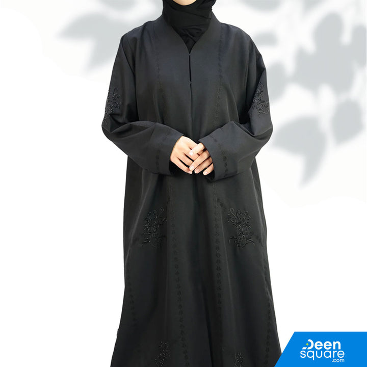 Classic Embroidery And Handwork Abaya - Black