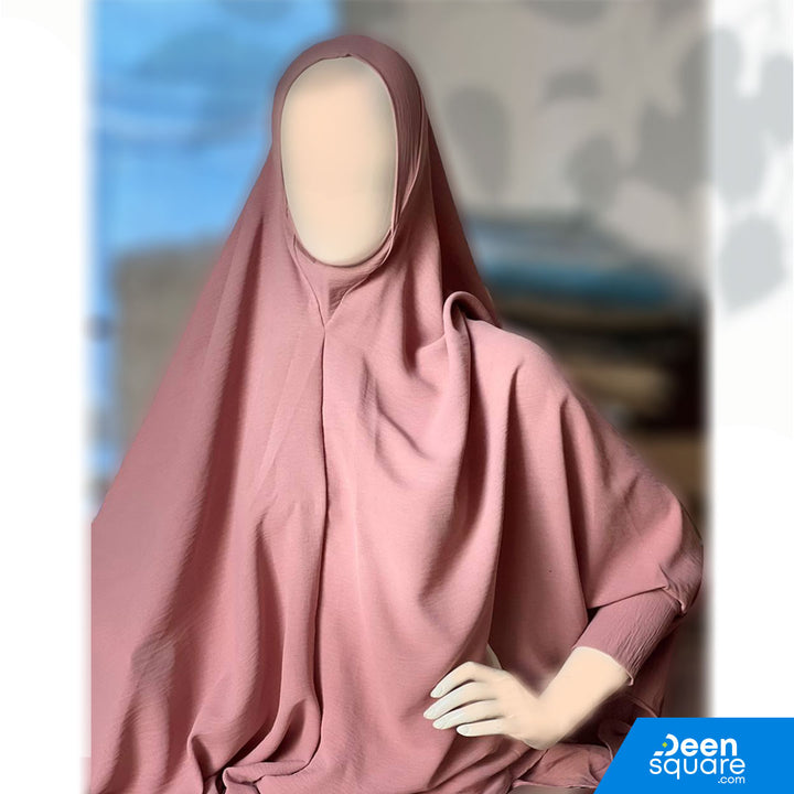 Premium One Layer Crepe Khimar with sleeves ( خمار كريب بطبقة واحدة فاخرة مع أكمام)