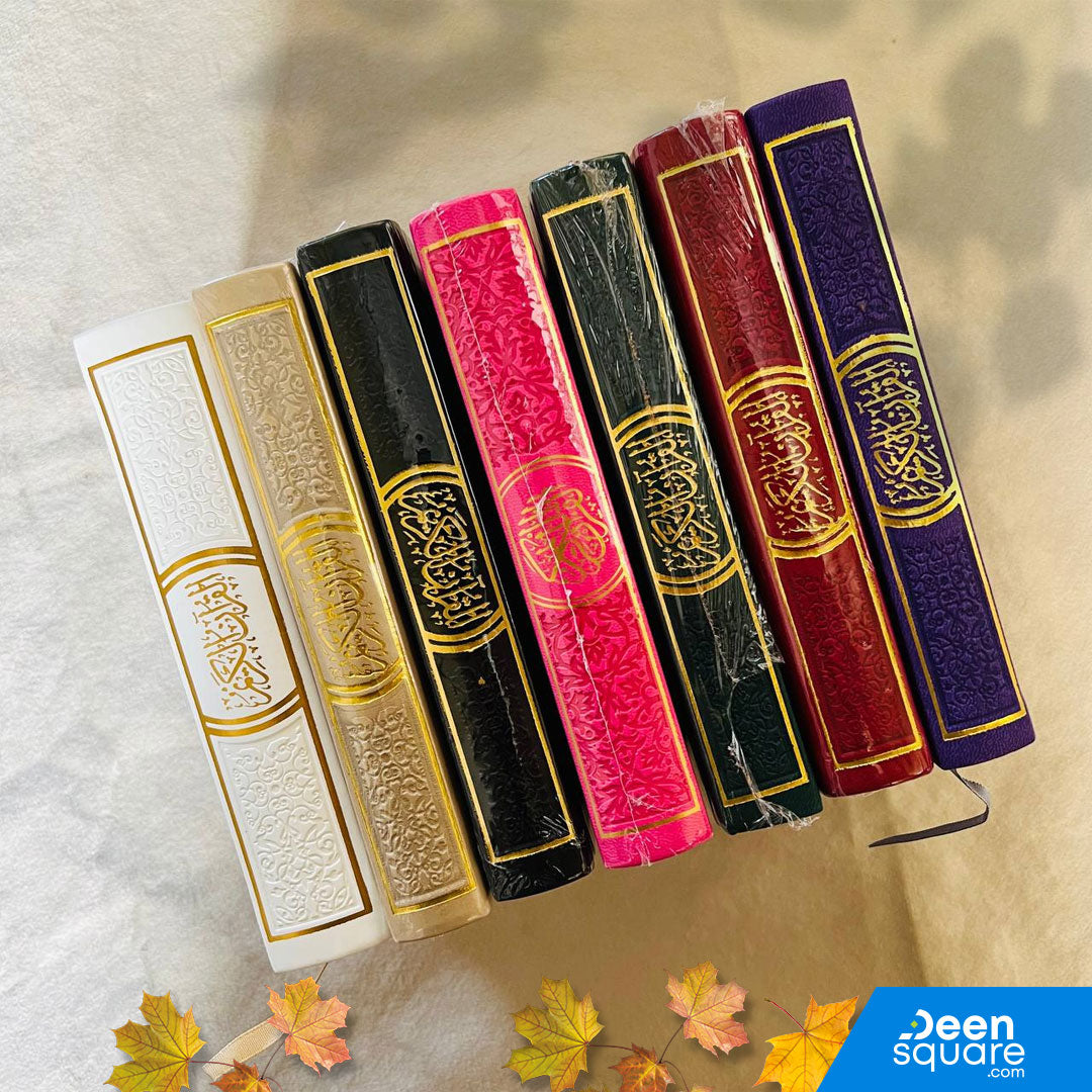 Rainbow Quran with Golden Borders on Cover - 12 x 17 cm - مصحف الوان الطيف