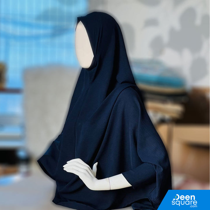 Premium One Layer Crepe Khimar with sleeves ( خمار كريب بطبقة واحدة فاخرة مع أكمام)