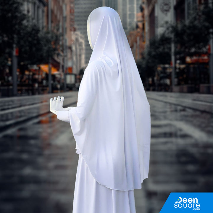 Two piece Premium Prayer Dress for Hajj and Umrah - White Color (فستان صلاة فاخر من قطعتين للحج والعمرة)