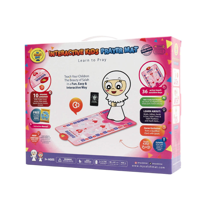 Interactive Prayer Mat - Learn to Pray - Kids Version - My Salah Mat (Blue and Pink Color) with Salah Translation