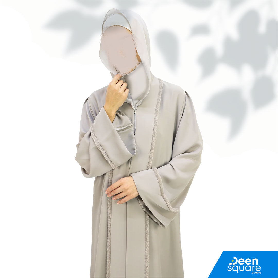 Classic Thread Work Abaya - Beige