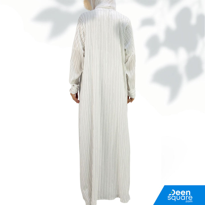 Elegant Coat Handwork Abaya - White