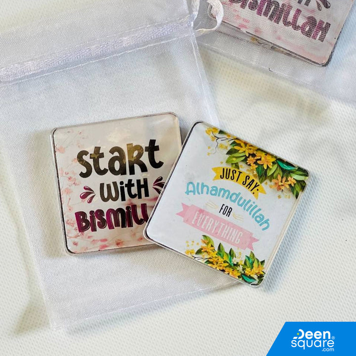 Acrylic Fridge Magnets – Islamic Manners Series 1 (Set of 2) | Bismillah & Alhamdulillah