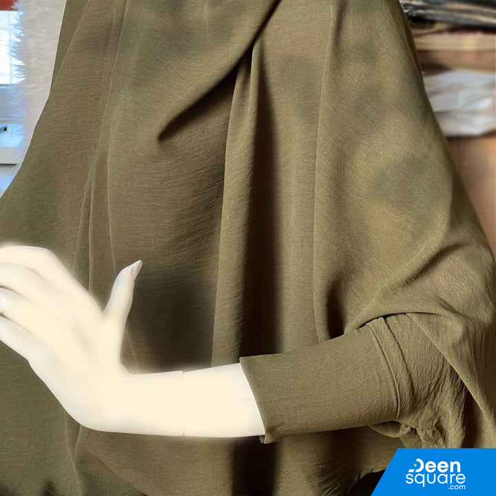 Premium One Layer Crepe Khimar with sleeves ( خمار كريب بطبقة واحدة فاخرة مع أكمام)