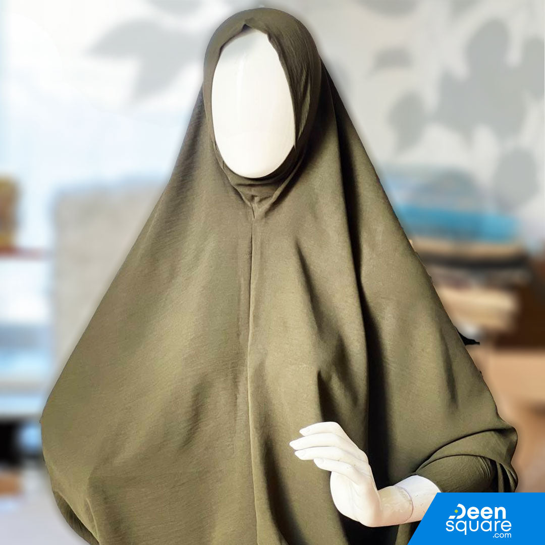 Premium One Layer Crepe Khimar with sleeves ( خمار كريب بطبقة واحدة فاخرة مع أكمام)