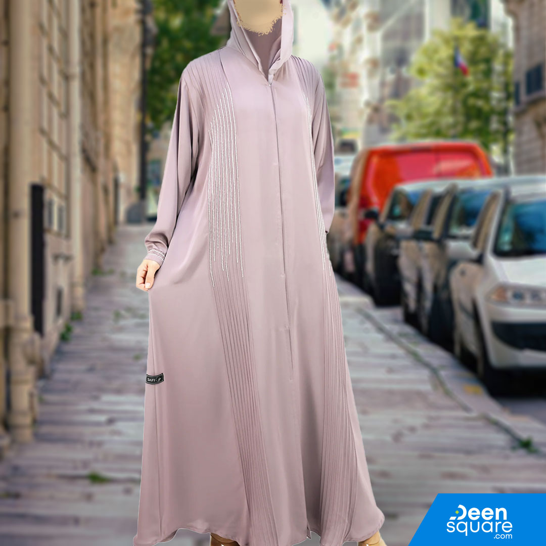 Classic Handwork Beads Abaya - Light Purple