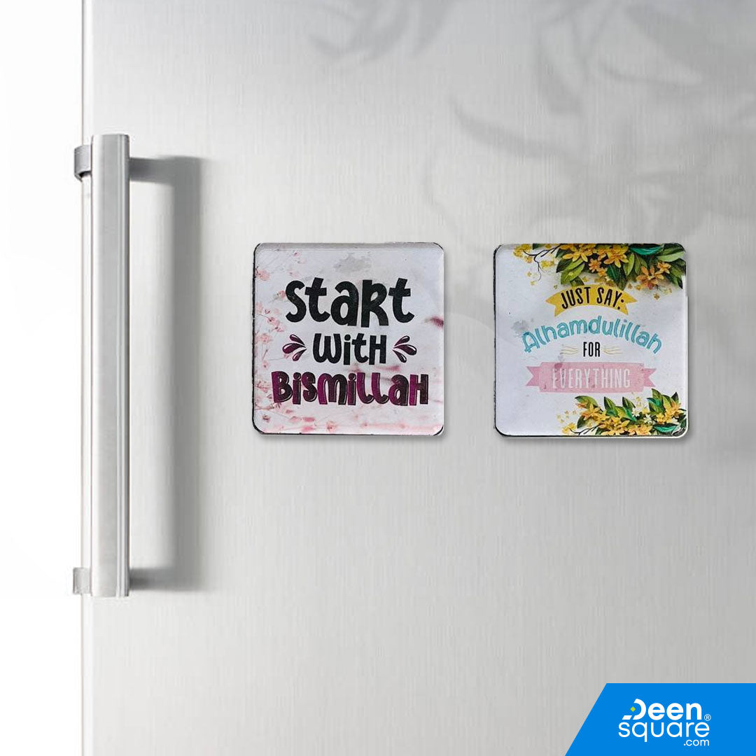 Acrylic Fridge Magnets – Islamic Manners Series 1 (Set of 2) | Bismillah & Alhamdulillah