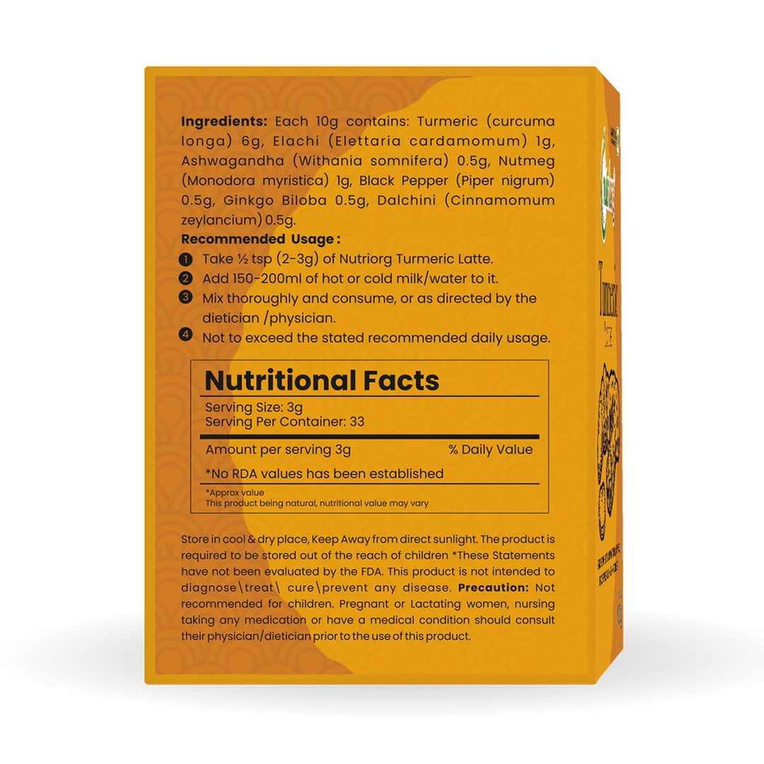 Nutriorg Certified Organic Turmeric Latte 100g