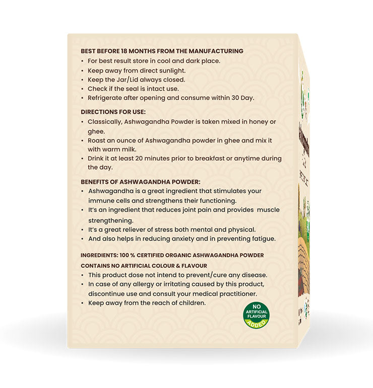 Nutriorg Certified Organic Ashwagandha Powder 100g
