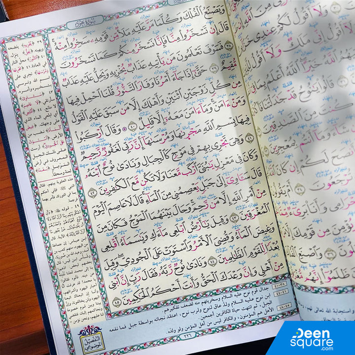 Mushaf Muallim at tarteel 17x24 cm | مصحف معلم الترتيل وبهامشه التبيان لكلم المنان من تفسير السعدي و تهذيب أسباب النزول للامام الواحدي مذيلا ب: التفصيل الموضوعى