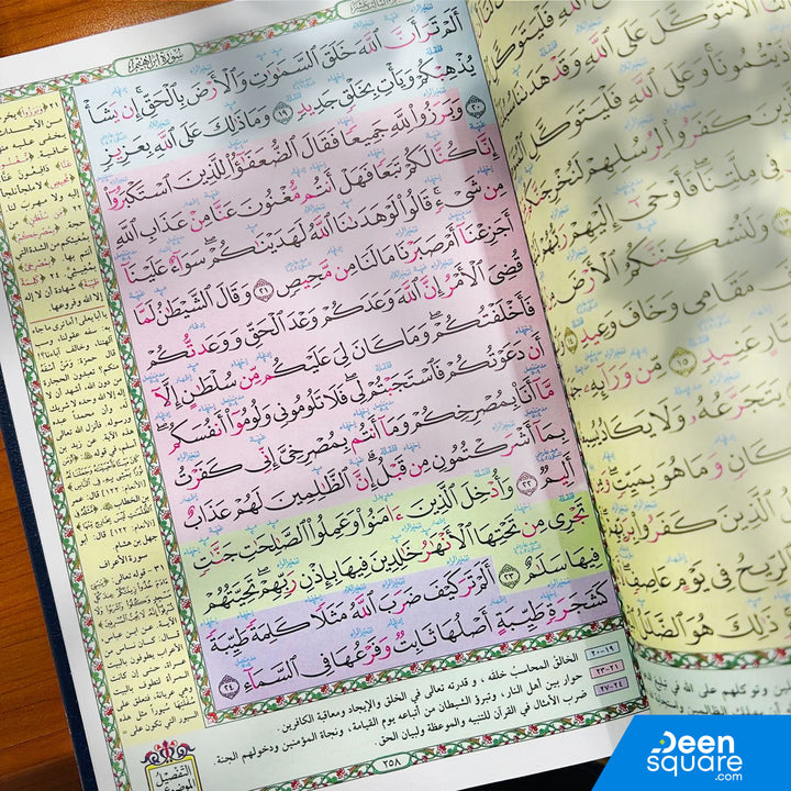 Mushaf Muallim at tarteel 17x24 cm | مصحف معلم الترتيل وبهامشه التبيان لكلم المنان من تفسير السعدي و تهذيب أسباب النزول للامام الواحدي مذيلا ب: التفصيل الموضوعى