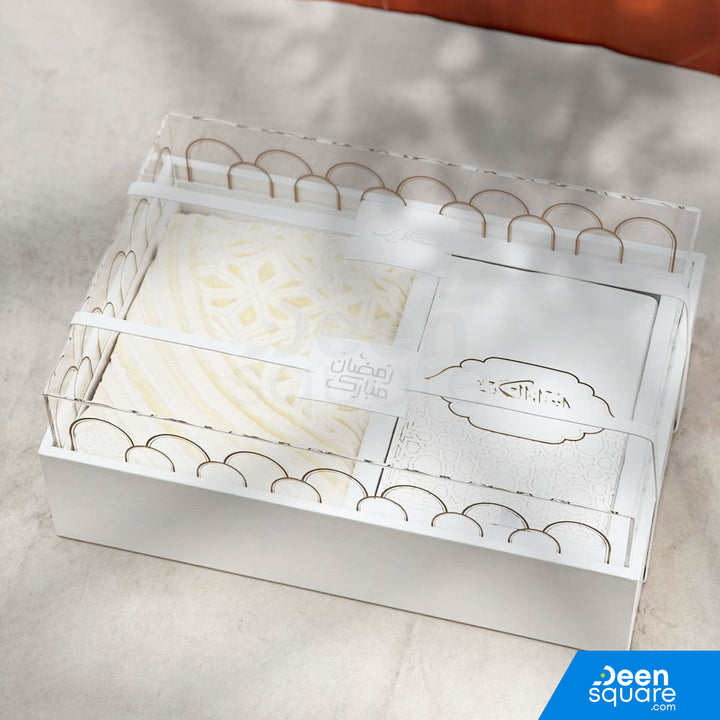Premium Quran And Prayer Mat Gift Set with Leather Gift Box (مجموعة هدايا قرآن وسجادة الصلاة الفاخرة مع صندوق هدايا من جلد)