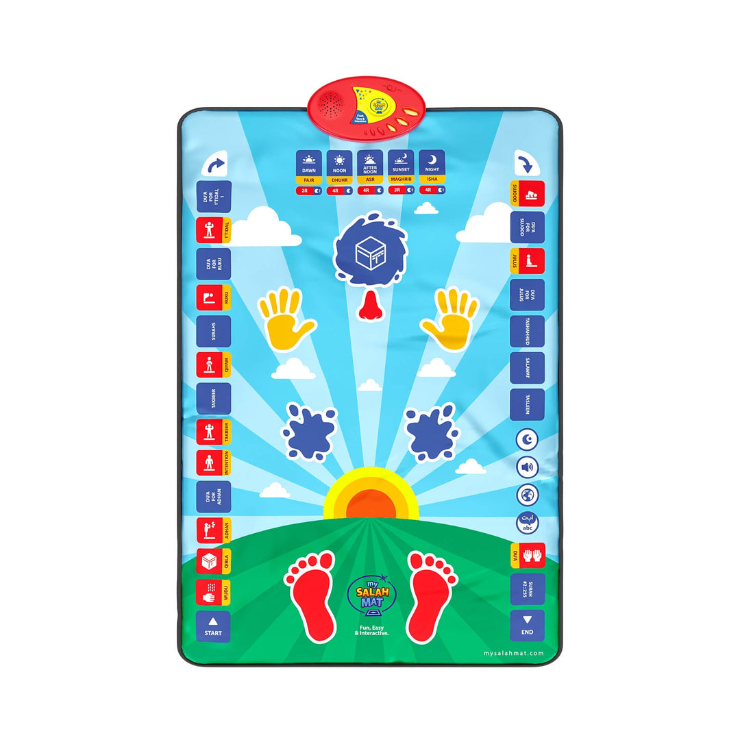 Interactive Prayer Mat - Learn to Pray - Kids Version - My Salah Mat (Blue and Pink Color) with Salah Translation