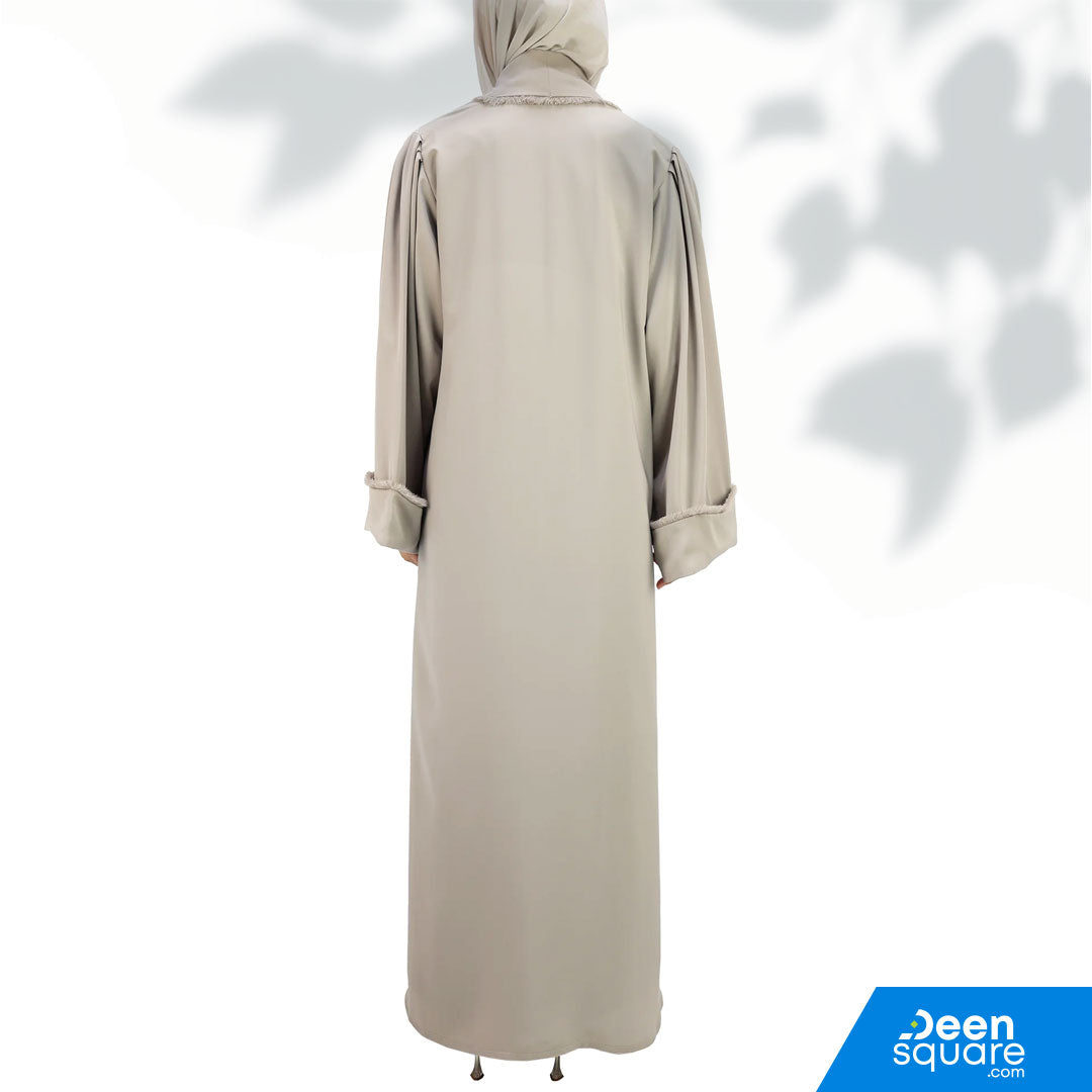 Classic Thread Work Abaya - Beige