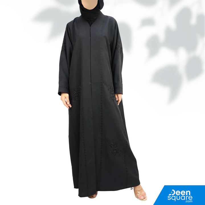 Classic Embroidery And Handwork Abaya - Black