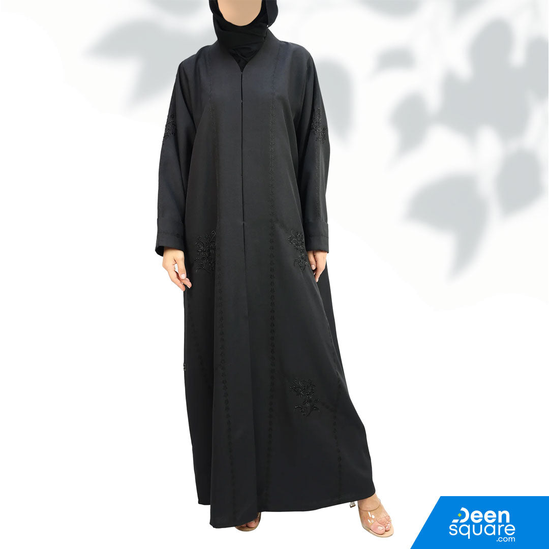 Classic Embroidery And Handwork Abaya - Black