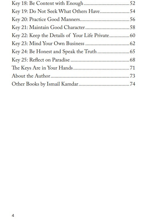 25 Keys to a Happy Life From the Qur'an and Sunnah By (author) Ismail Kamdar