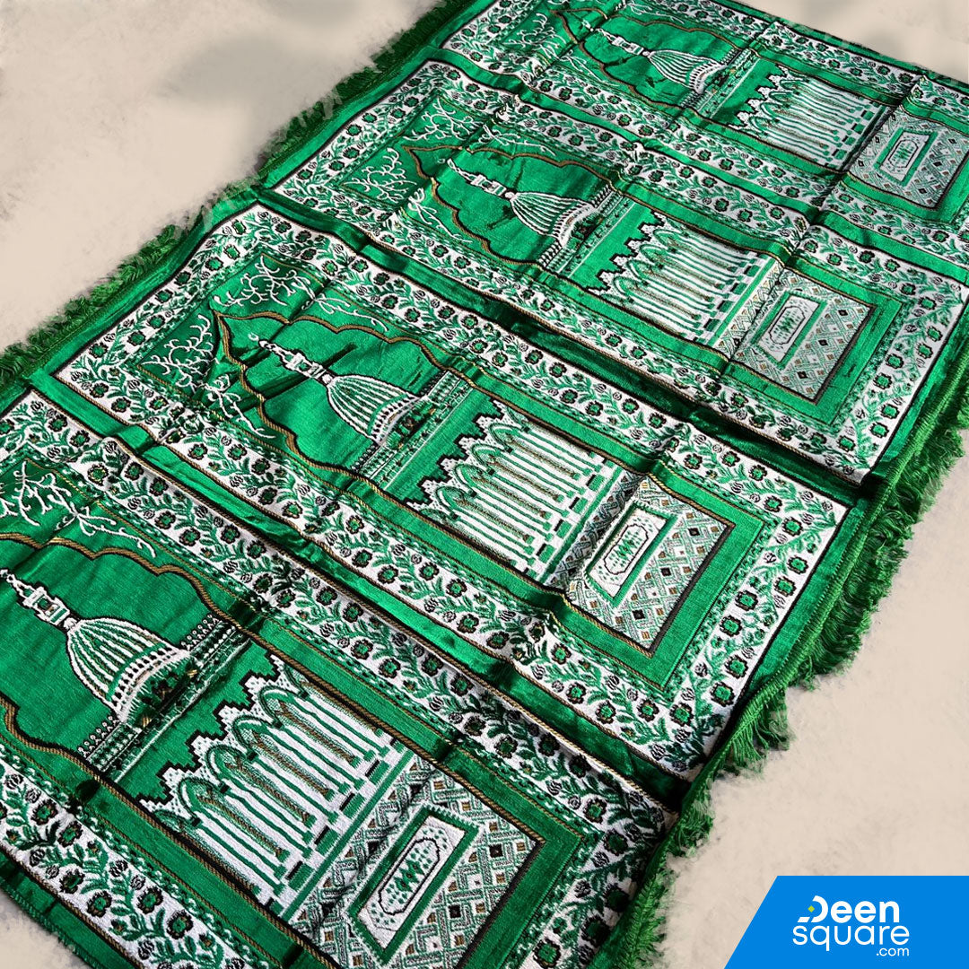Family Prayer Mat for 4 person - 110x200 cm, Large Size | سجادة صلاة عائلية لأربعة اشخاص/Green