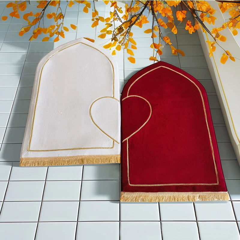 Couples Prayer Mat with heart design (White and Red Color)
