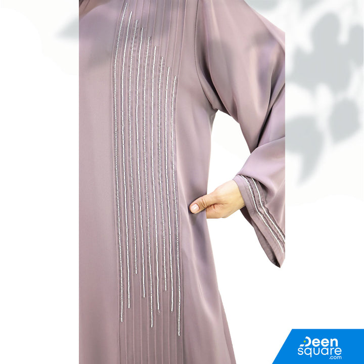 Classic Handwork Beads Abaya - Light Purple