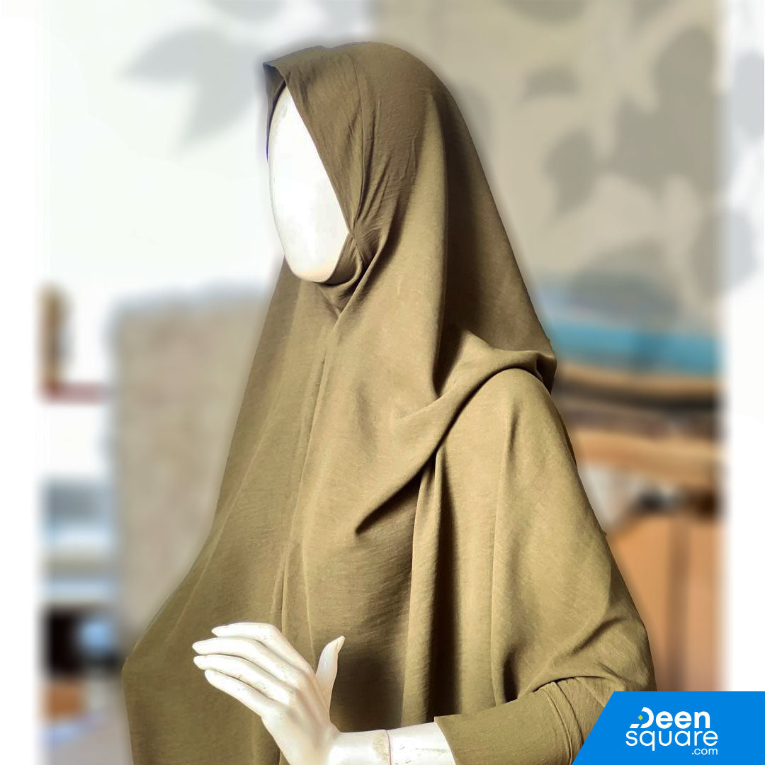 Premium One Layer Crepe Khimar with sleeves ( خمار كريب بطبقة واحدة فاخرة مع أكمام)