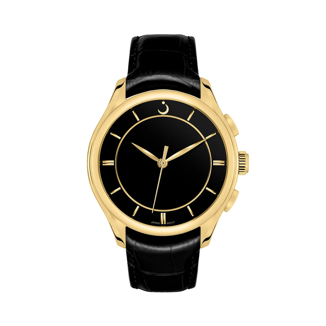 Al Fajr Premier 360 Leather Gold Model WW-22LG (44mm) - Black Color