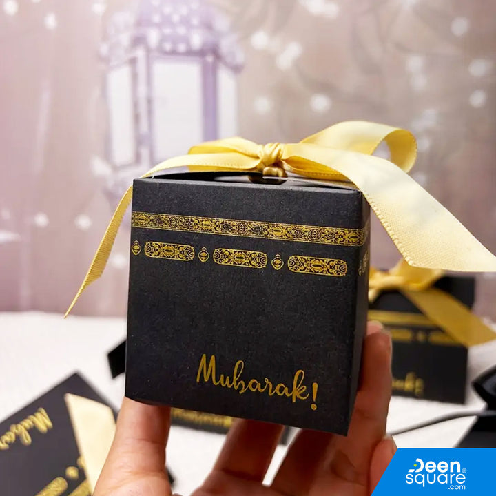 Paper Gift Boxes with Golden Foil – Set of 10 (Hajj, Umrah Gift)