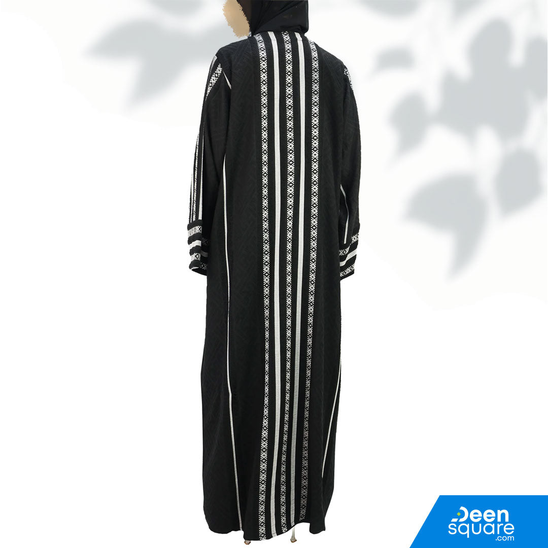 Classic Self Textured Abaya - Black