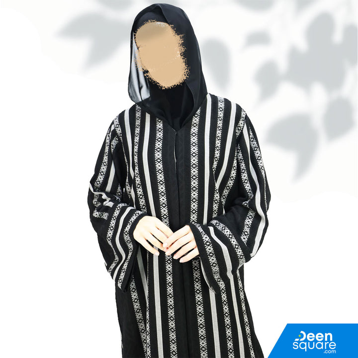 Classic Self Textured Abaya - Black