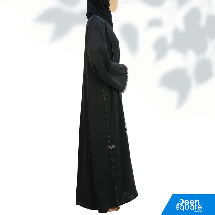 Classic Lace Work Abaya - Black