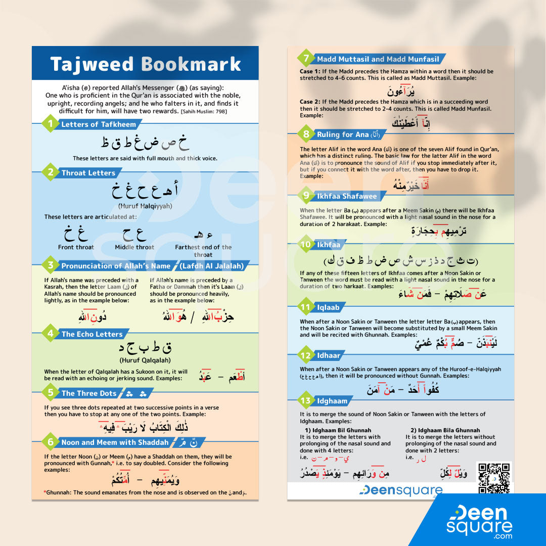 Tajweed Bookmark - Revised Edition
