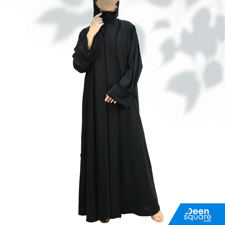 Classic Thread Work Abaya - Black