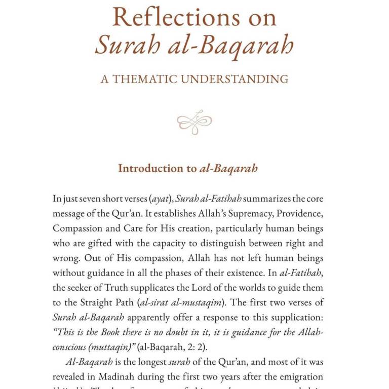 Reflections on Surah Al-Baqarah: A Thematic Commentary