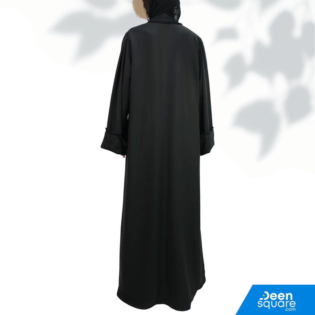 Classic Thread Work Abaya - Black