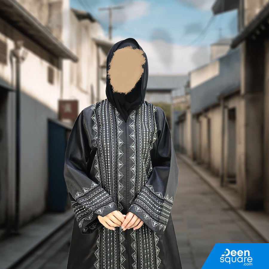 Elegant Embroidery And Handwork With Beads Abaya - Black