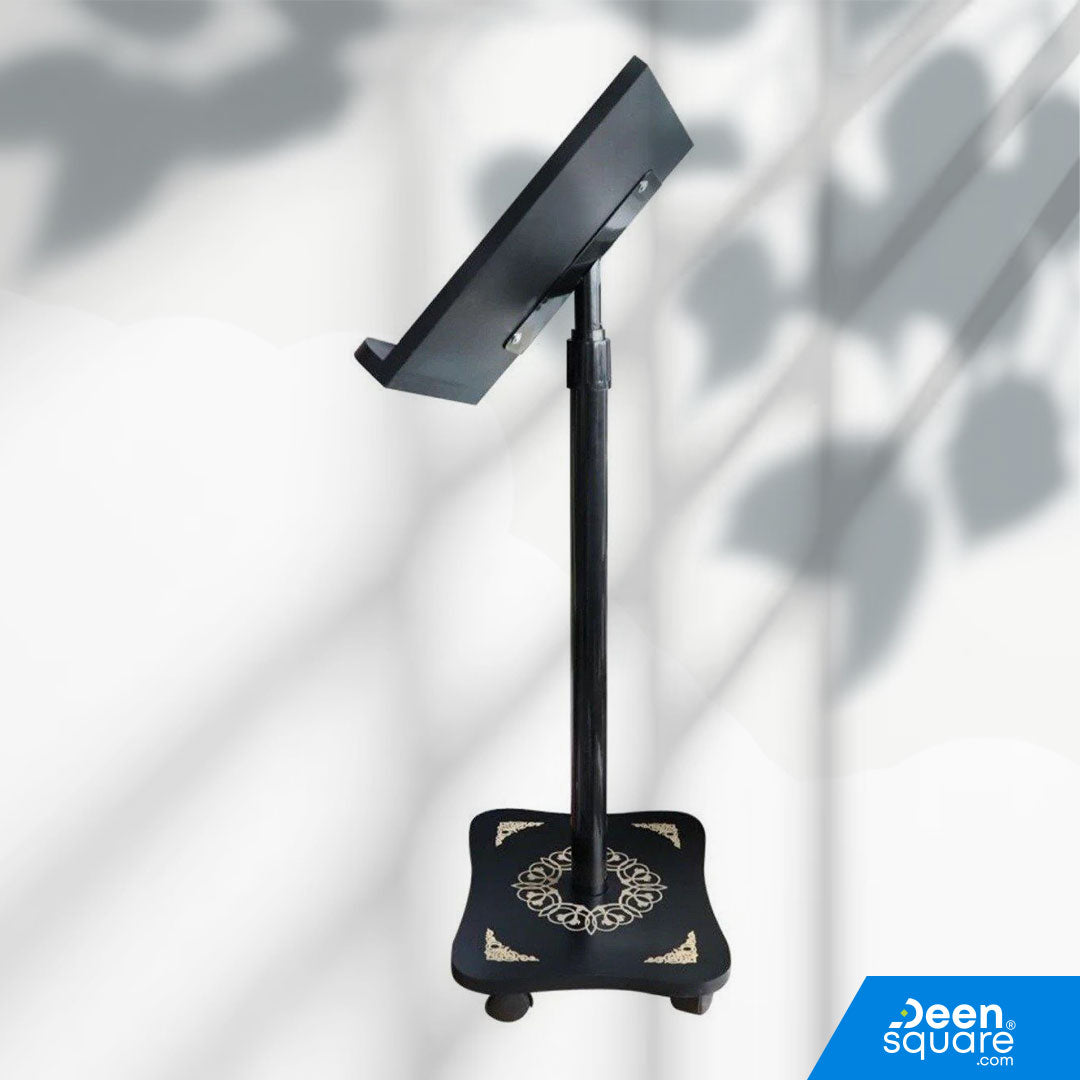 Adjustable Wooden Quran Stand – Light weight with Wheels | حامل القرآن الكريم - خفيف الوزن مع خاصية تعديل الارتفاع
