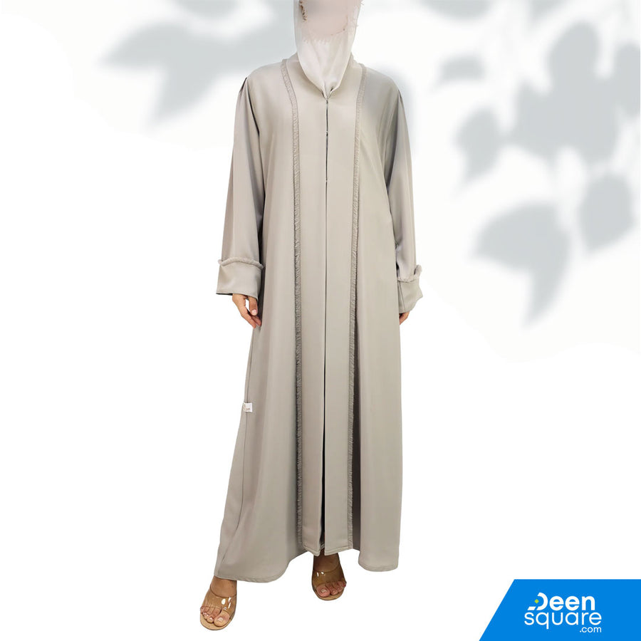 Classic Thread Work Abaya - Beige