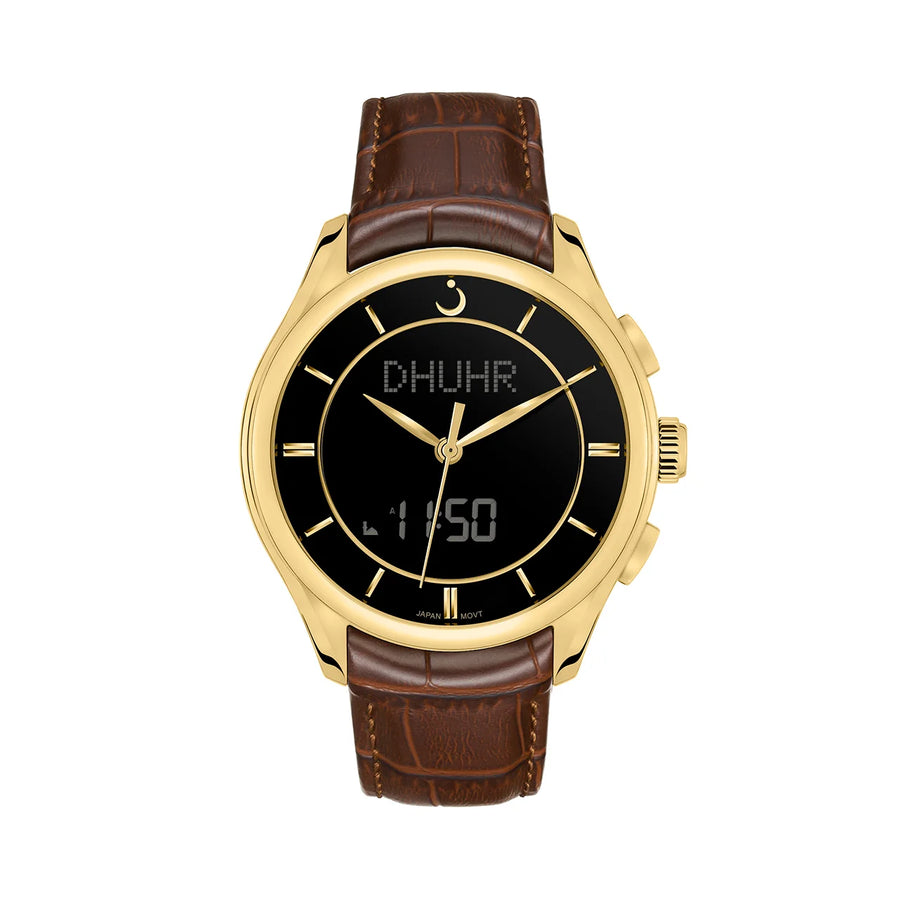 Al Fajr Premier 360 Leather Gold Model WW-22LG (44mm) - Brown Color