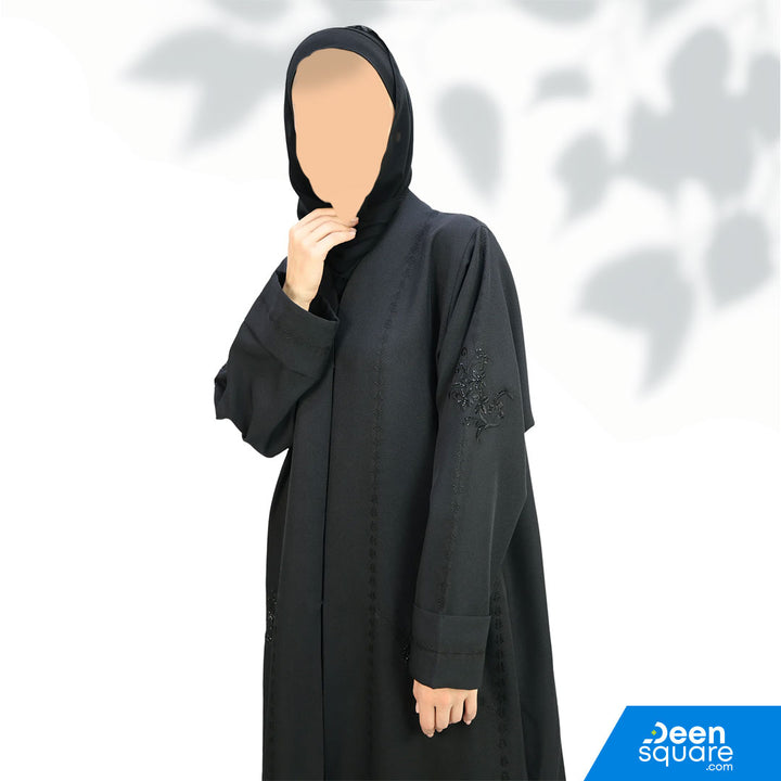 Classic Embroidery And Handwork Abaya - Black