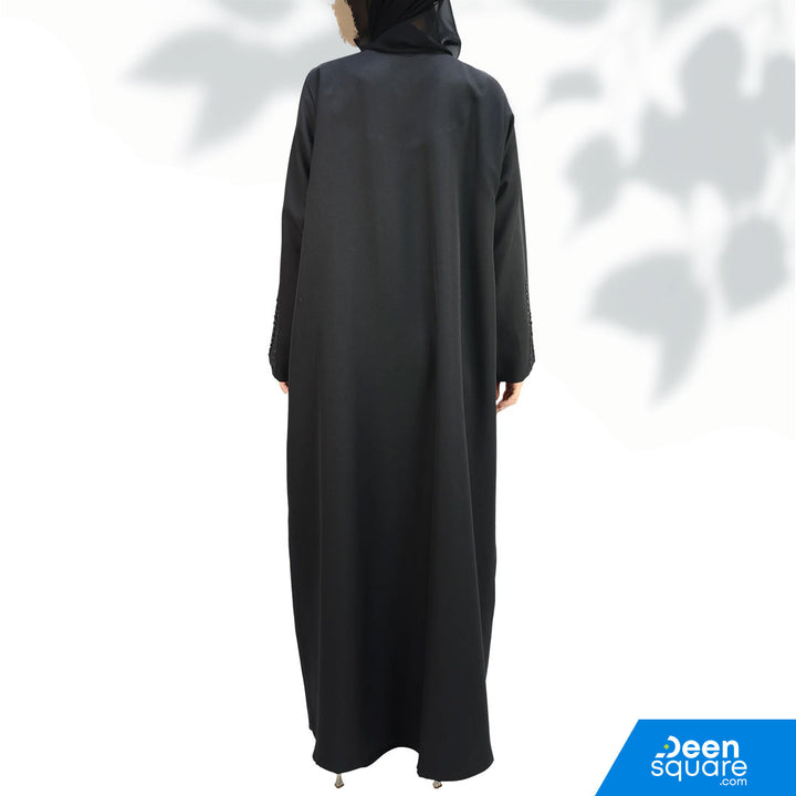 Elegant Handwork With Beads Abaya - Black (Crepe)
