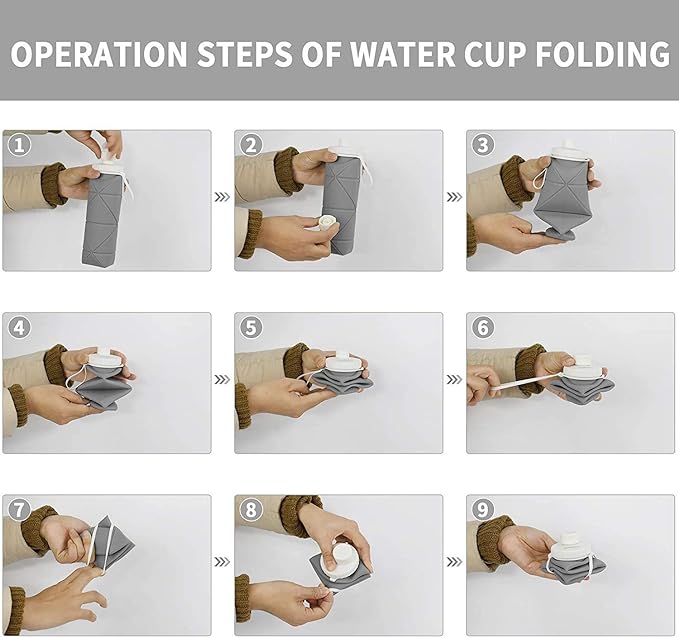 Silicone Folding Bottle for Hajj & Umrah - 600 ml (زجاجة سيليكون قابلة للطي للحج والعمرة - 600 مل)