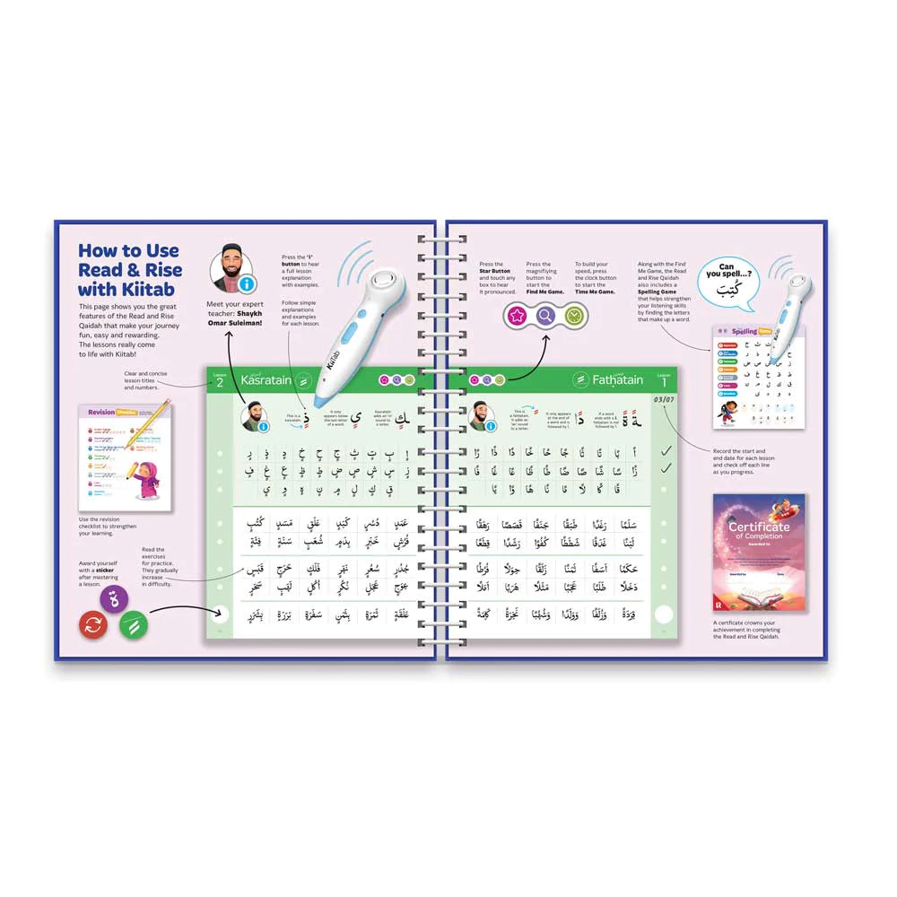 Read & Rise Qaidah (South Asian Script) - Learning Roots - Compatible with Kiitab Pen