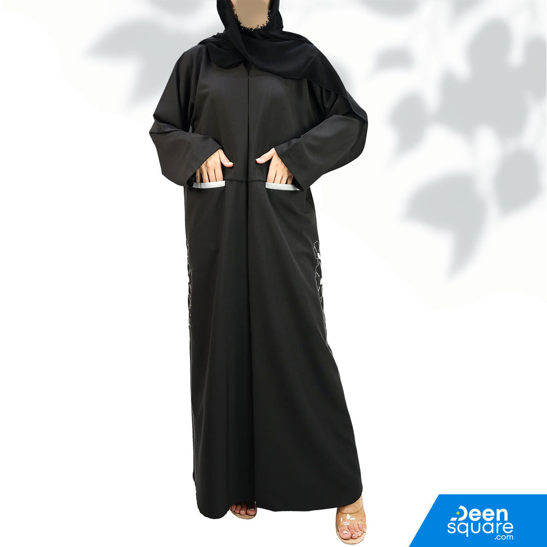 Elegant Embroidered Abaya - Black