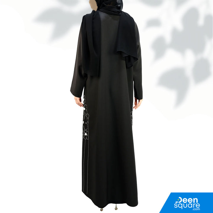 Elegant Embroidered Abaya - Black