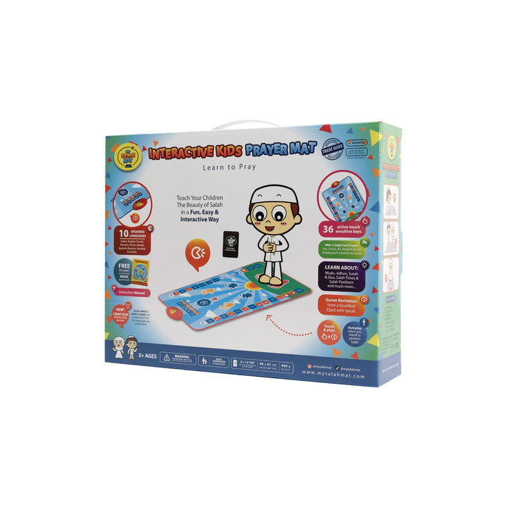 Interactive Prayer Mat - Learn to Pray - Kids Version - My Salah Mat (Blue and Pink Color) with Salah Translation